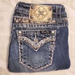 Miss Me Medium Wash Jeans W/Gold Accents On Back Pockets